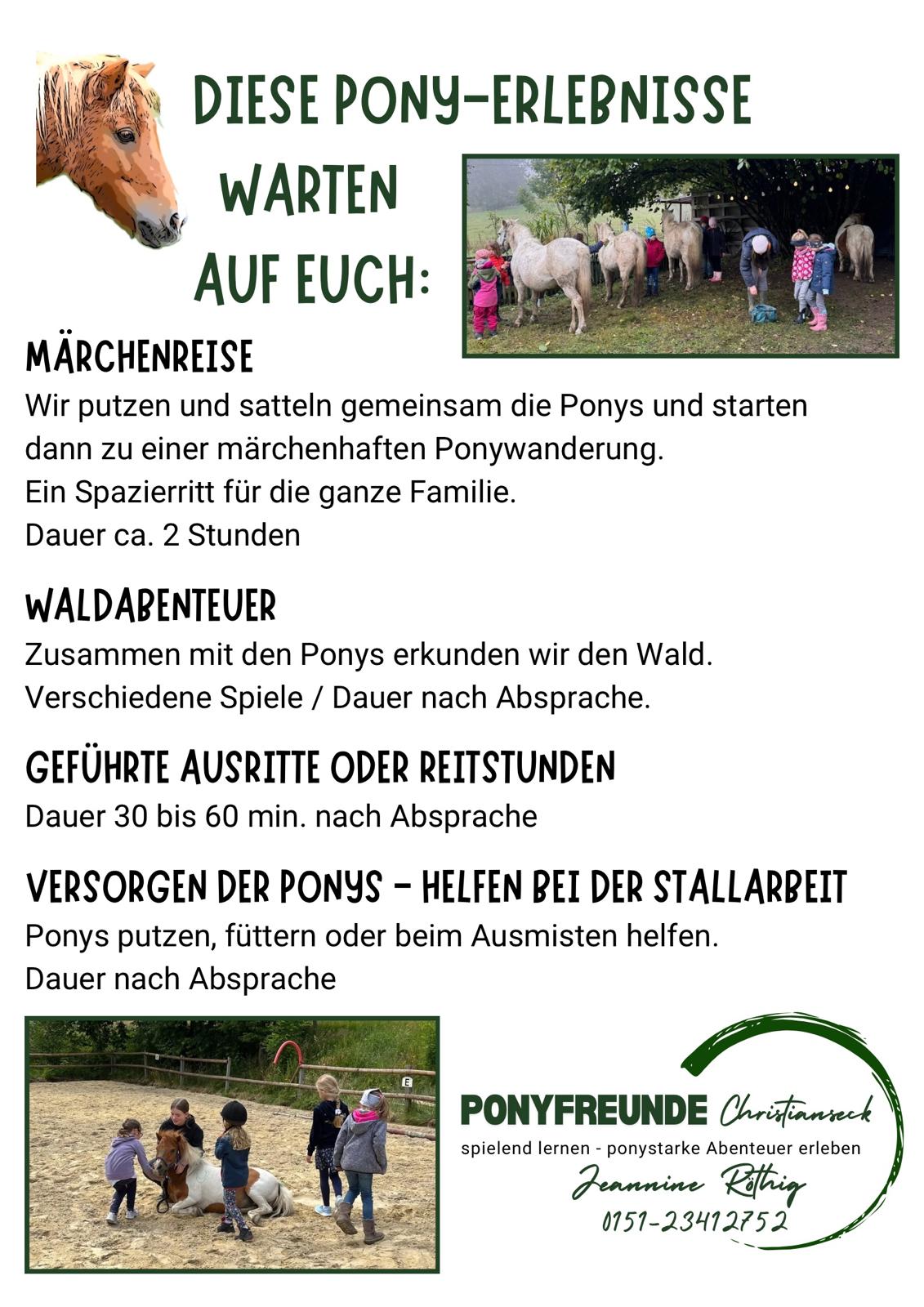 Informationen über das Ponyreiten in Christianseck